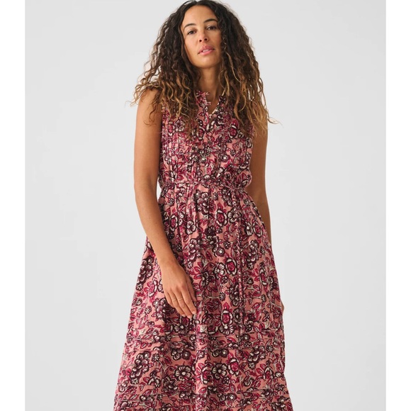 Faherty Isha Midi Dress In Rose Desert Bloom - Picture 1 of 15
